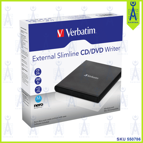 VERBATIM SLIMLINE CD / DVD WRITER USB 2.0 98938