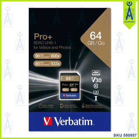 VERBATIMPRO + SDXC UHS-I MEMORY CARD 64GB 49197