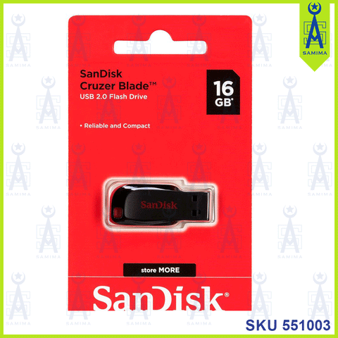 SANDISK CRUZER BLADE USB FLASH DRIVE 16GB