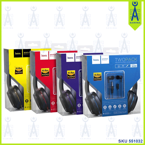 HOCO W24 TWO PACK ENLIGHTEN HEADPHONES + EARPHONES