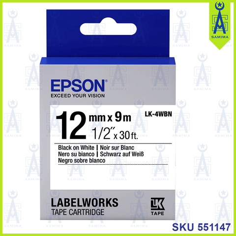EPSON LK-4WBN TAPE CARTRIDGE 12MM X 9M