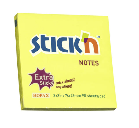 Hopax Stick N 76x76mm Neon Extra Sticky Note