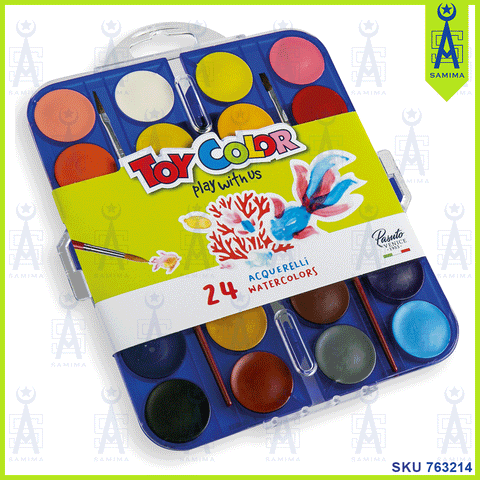 TOY COLOR WATERCOLOURS DIAM 30 W BRUSH & TRAY