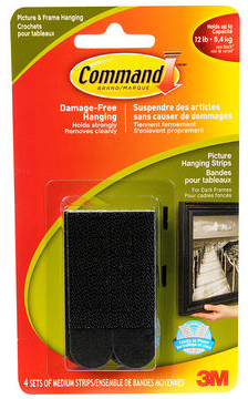 3M Command Picture Hanging Strips - Med/Black - 17201BLK-C