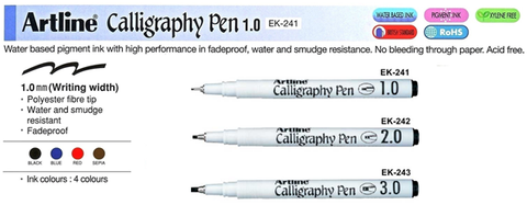 Artline Calligraphy Pen EK-241/EK-242/EK-243