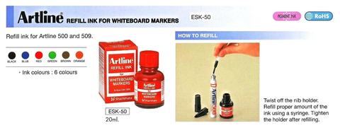 Artline Refill Ink for whiteboard markers ESK-50
