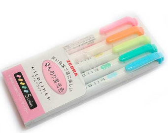 Zebra Fluorescent Pen Mild Liner Natural Mild 5 Color Set WKT7-5C-NTC –  WAFUU JAPAN